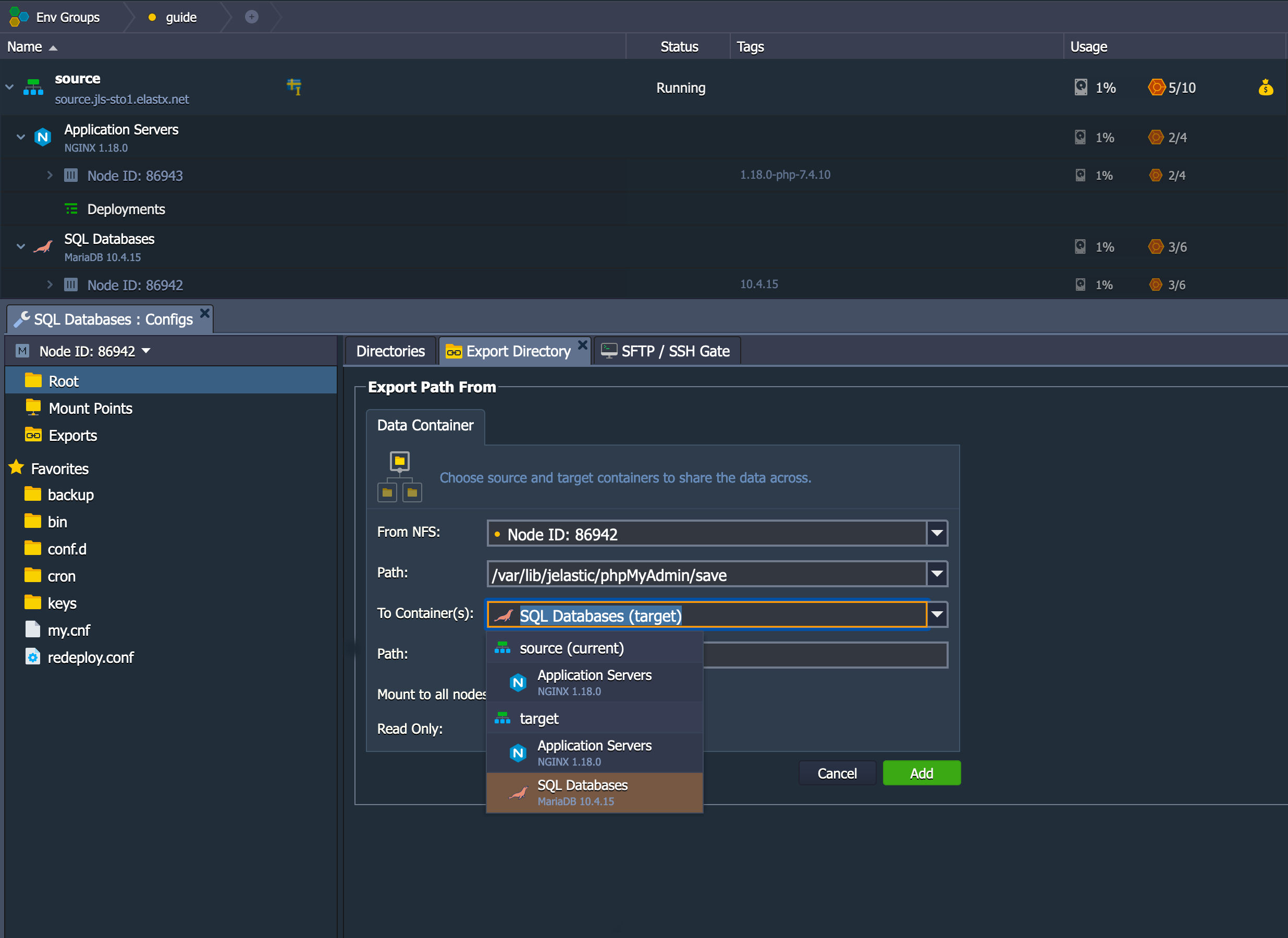 Select-target-container