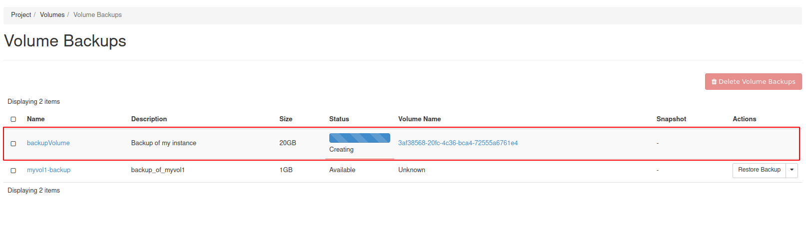 Status-create-backup